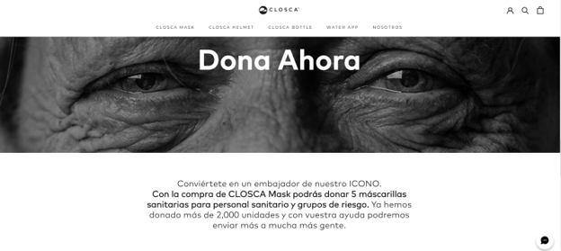 La marca alicantina Closca ha modificado completamente su homepage para alojar la promoción de su nuevo producto y su campaña de donación.